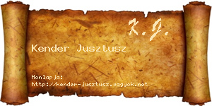 Kender Jusztusz névjegykártya